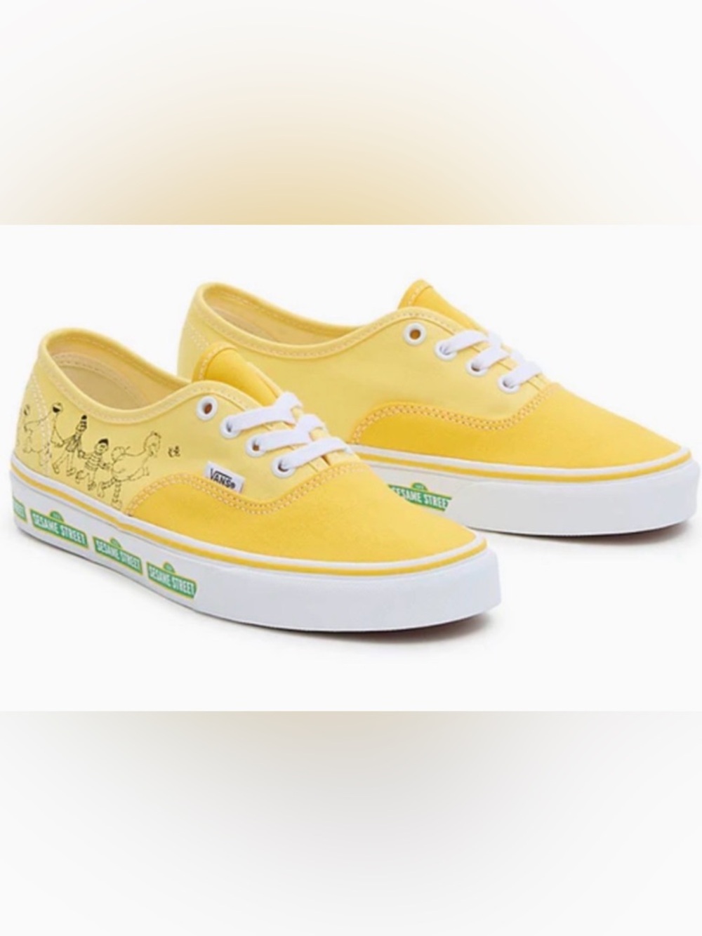 EUC [Vans] Sesame Street Family Yellow Tennis Shoes Sneakers Ladies 5 = Kids 3.5 - Picture 3 of 13